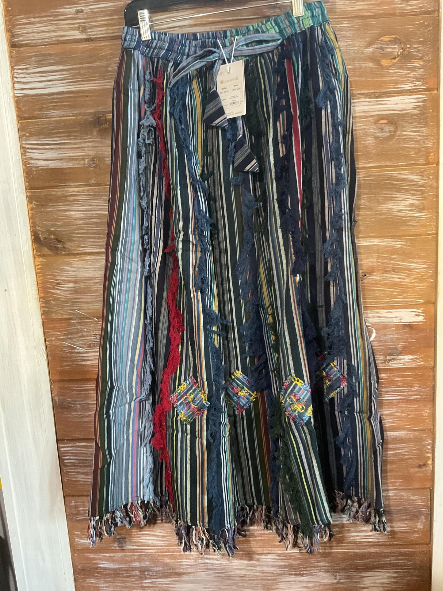 Cotton Fringed and patched long skirts