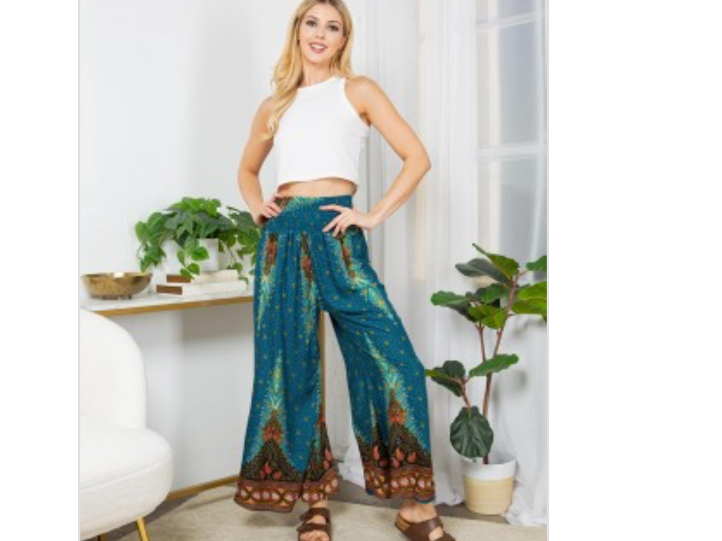 Wide Leg Elastic Yolk Pants