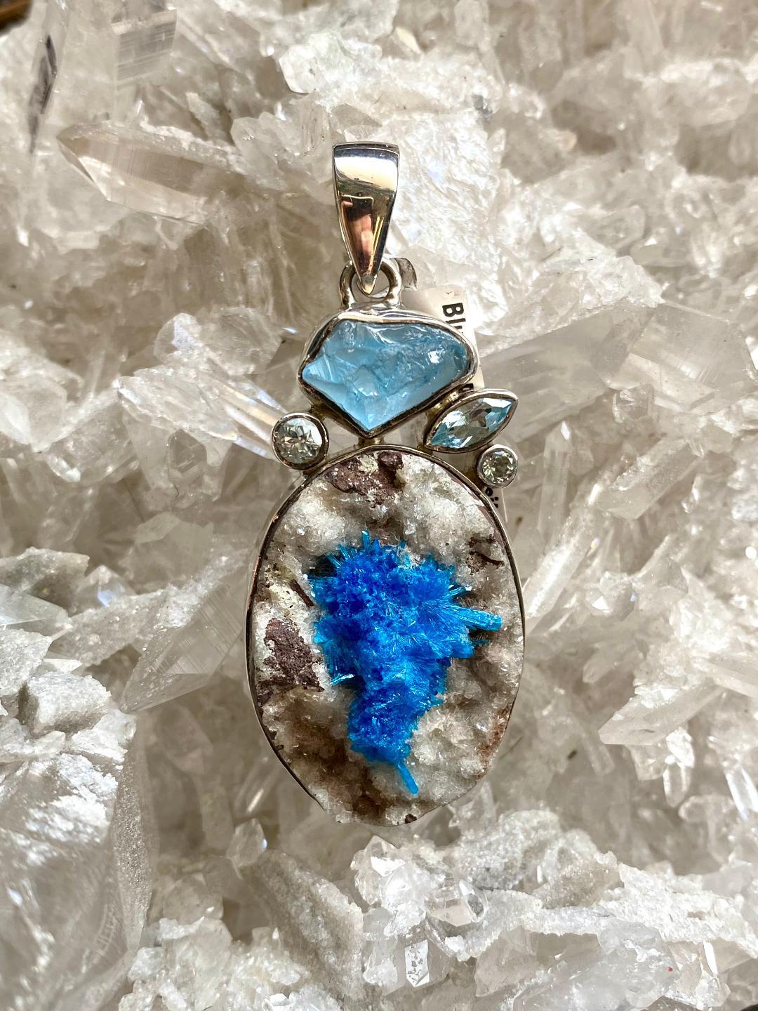 Pendant, Blue Topaz and Cavansite