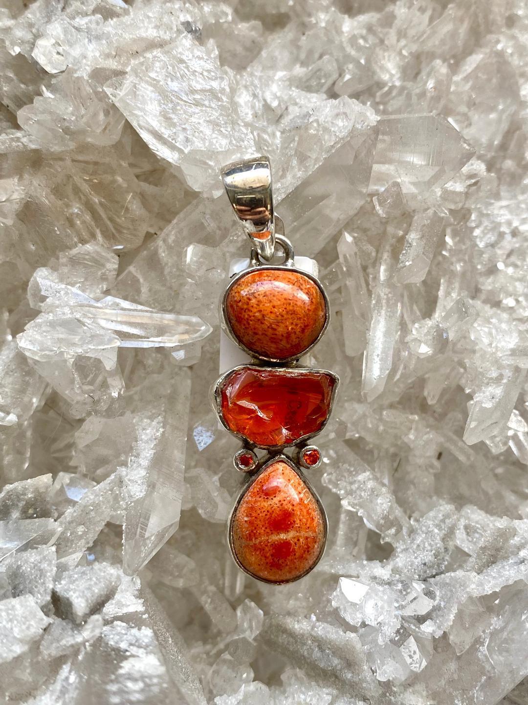 Pendant, Sponge Coral & Citrine