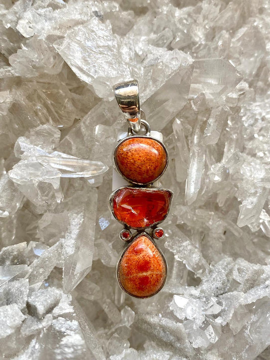 Pendant, Sponge Coral & Citrine